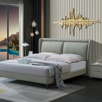 Tweepersoons slaapkamer bedden luxe meubels tweepersoonsbed beige hotelinrichting.