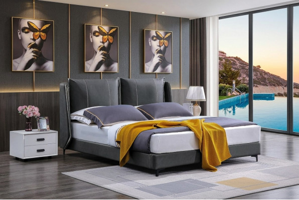Tweepersoons slaapkamer bedden Luxe tweepersoons bed Beige hotelinrichting meubilair.