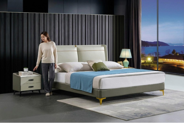 Luxe slaapkamer meubelontwerp bed gestoffeerde echtelijke bedden tweepersoonsbed