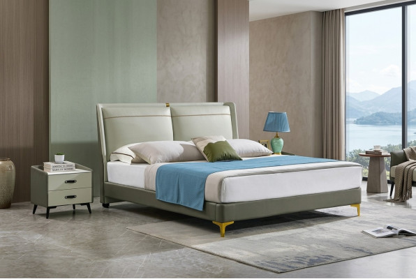 Luxe slaapkamer meubelontwerp bed gestoffeerde echtelijke bedden tweepersoonsbed