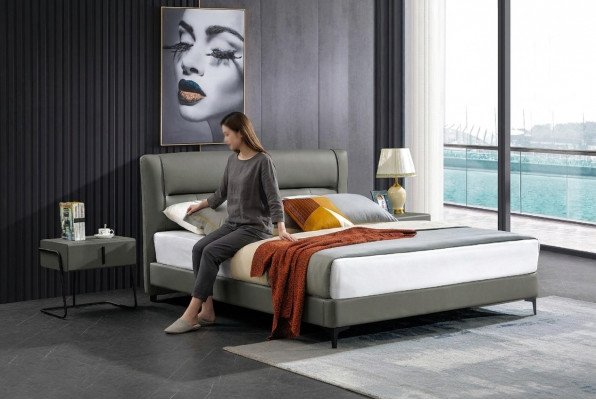 Tweepersoonsledikant leren bedden designer bed kunstleer gestoffeerde slaapkamer nieuw