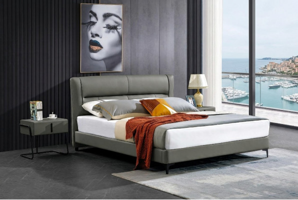 Tweepersoonsledikant leren bedden designer bed kunstleer gestoffeerde slaapkamer nieuw