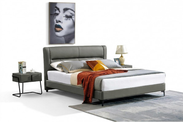 Tweepersoonsledikant leren bedden designer bed kunstleer gestoffeerde slaapkamer nieuw
