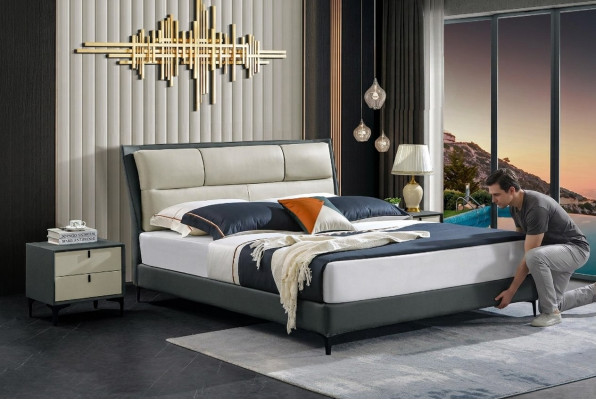 Ontwerper Bed Bedframe Hotel Metaal Bedden Tweepersoons Slaapkamer Hout