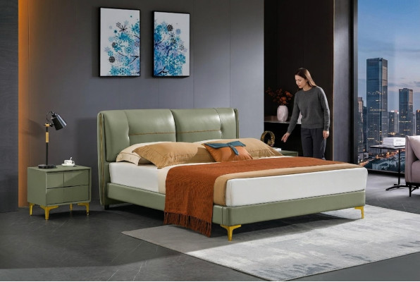 Designer gestoffeerd bed bed bedden stof hout decor luxe tweepersoonsbed echtelijk bed
