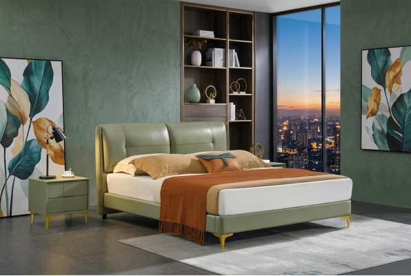 Designer gestoffeerd bed bed bedden stof hout decor luxe tweepersoonsbed echtelijk bed