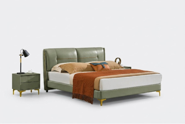 Slaapkamer bed 3 nachtkastjes st. set Ontwerp Luxe Bedden Hout Tweepersoonsbed