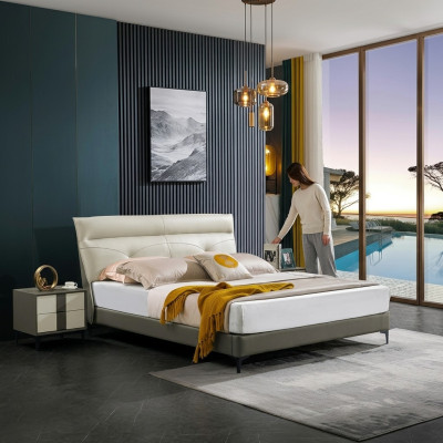 Ontwerper gestoffeerd tweepersoonsbed bedden bed slaapkamer tweepersoonsbed lederen bed nieuw A591