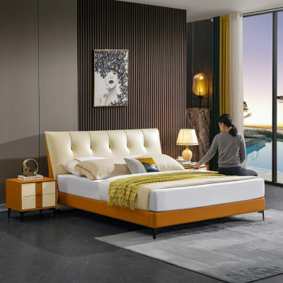 Lederen bed Bed Luxe Bedden Dubbel Huwelijk Bekleding Hotel Compleet Set