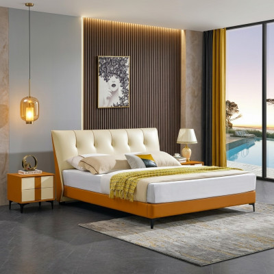 Lederen bed Bed Luxe Bedden Dubbel Huwelijk Bekleding Hotel Compleet Set