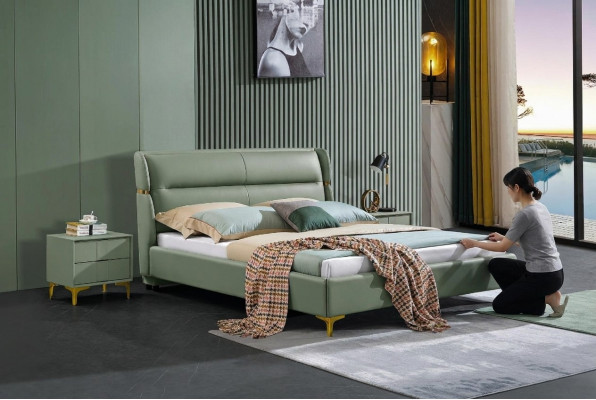 Bed opvulling ontwerp luxe dubbel decoratie hotelbedden huwelijksslaapkamers leer