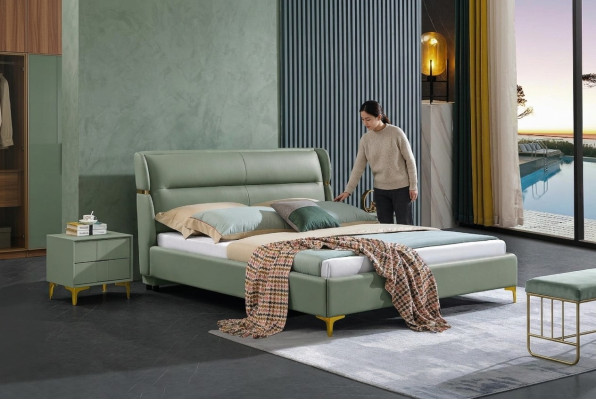 Luxe bed slaapkamer meubels 2x nachtkastje set bedden hotel meubels 3-delig.