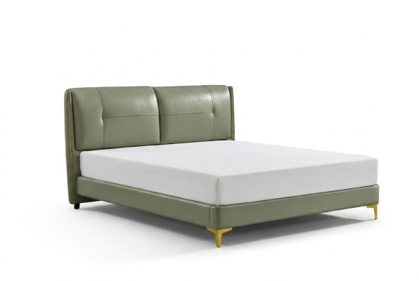 Leren bed gestoffeerd ontwerp luxe dubbel hotel slaapkamer bed ontwerp.