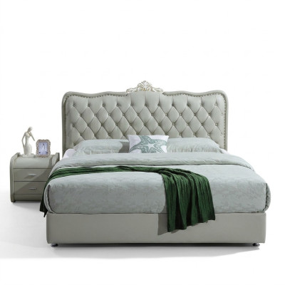 Lederen bed Slaapkamer Compleet bed 3-delige set Hotel Sets Nachtkastjes.