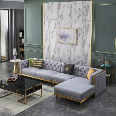 Hoekbank Bank Bank Leren bank Woonlandschap Luxe Meubels L-vormige