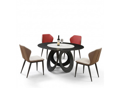 Ontwerper Houten Eetkamer Woonkamer Set Decoratie Tafel 4x Lederen Stoelen Set Meubels