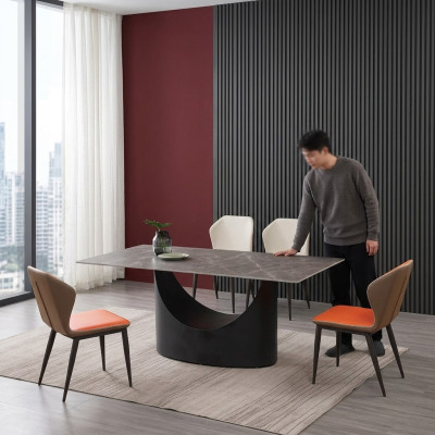 Hoogwaardige tafel Luxe tafels Eetkamer meubelen Kolomvoet Steenoptiek