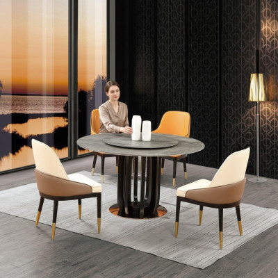 Ronde tafel Luxe Ronde tafels Eetkamermeubilair Kolom Voet Steen Optiek