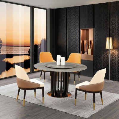 Ronde tafel Luxe Ronde tafels Eetkamermeubilair Kolom Voet Steen Optiek
