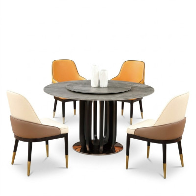 Ronde tafel Luxe Ronde tafels Eetkamermeubilair Kolom Voet Steen Optiek