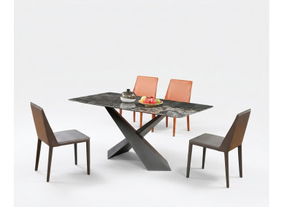 Luxe tafel kolomtafels eetkamer groep 5-delig set garnituur armstoel