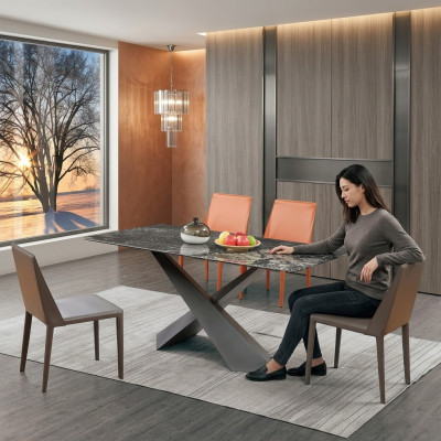 x Beine Säulen Tisch Esstische 180x90 Luxus Designermöbel Marmor