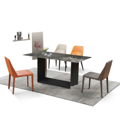 Tafel Eetkamer Set Eettafel Stoel Set 5-delig Leder Roestvrij Staal Stoelen