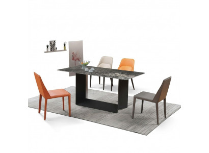 Tafel Eetkamer Set Eettafel Stoel Set 5-delig Leder Roestvrij Staal Stoelen