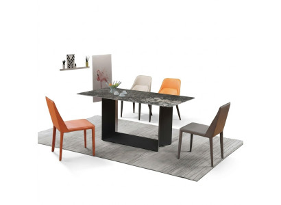 Tafel Eetkamer Set Eettafel Stoel Set 5-delig Leder Roestvrij Staal Stoelen