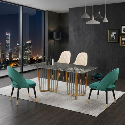Compleet set eettafel, 4 stoelen, eetkamer eetgroep tafel.