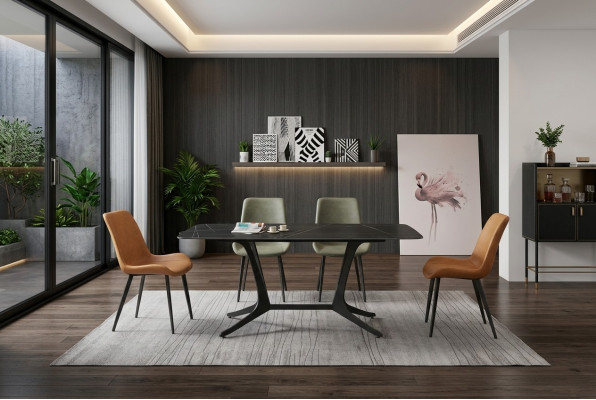 Eetkamer Luxe Tafel Zuilen Tafelgroep 5-delig Set Garnituur Armstoel