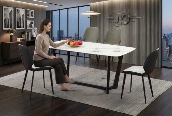 Kolomtafel Luxe Tafels Eetkamermeubilair Complete Set 5-delig.