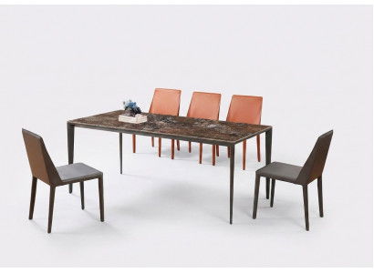 Luxe eettafel - tafel eetkamer meubels metaal marmer look design tafel