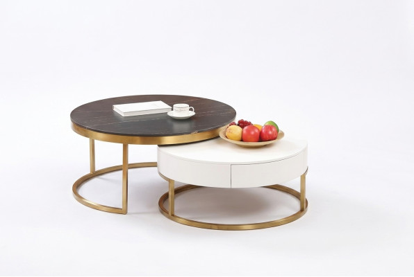 Stel 2x salontafel koffietafel bijzettafel decoratie ontwerper woonkamertafel