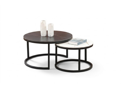 Woonkamer Ronde Set 2x Salontafel Koffietafel Bijzettafel Ontwerper Familienzimmer Rundset 2x Couchtisch Beistelltisch Designer