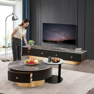 Stel 2x salontafel koffietafel decoratie bijzettafel ontwerp woonkamertafel