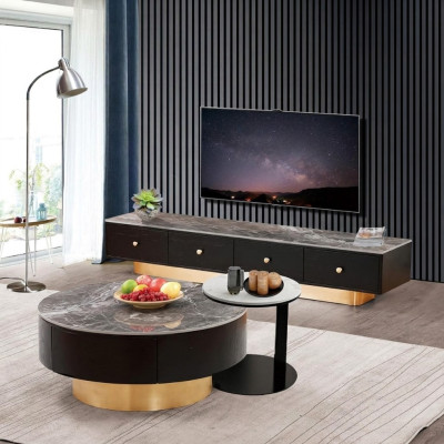 Stel 2x salontafel koffietafel decoratie bijzettafel ontwerp woonkamertafel