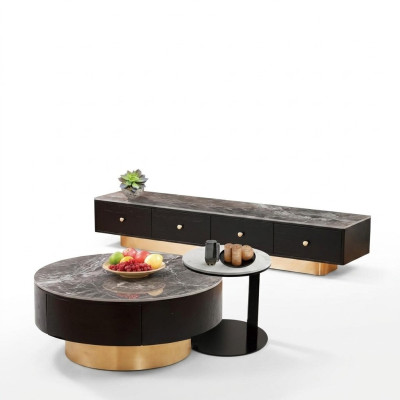 Stel 2x salontafel koffietafel decoratie bijzettafel ontwerp woonkamertafel