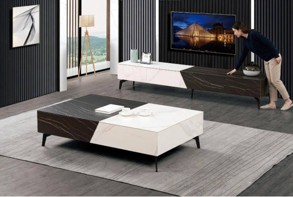 Houten tafel Tafel Salontafel Bijzettafel Bank Design Woonkamer Hoogglans 130x80
