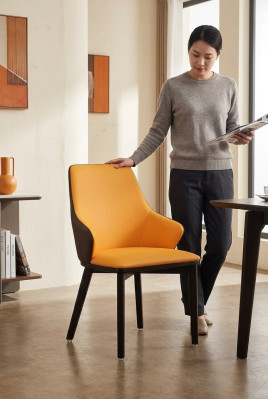 Eetkamer 1x Stoel Set Zit Echt Stoelen Bekleding Rugleuning Ontwerper Houten Stoel
