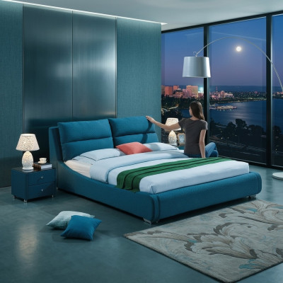Ontwerp leren bed slaapkamer 3-dlg. Set 2x nachtkastje luxe bedden meubels