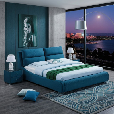 Ontwerp leren bed slaapkamer 3-dlg. Set 2x nachtkastje luxe bedden meubels