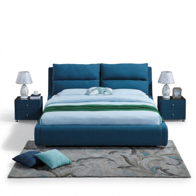Ontwerp leren bed slaapkamer 3-dlg. Set 2x nachtkastje luxe bedden meubels