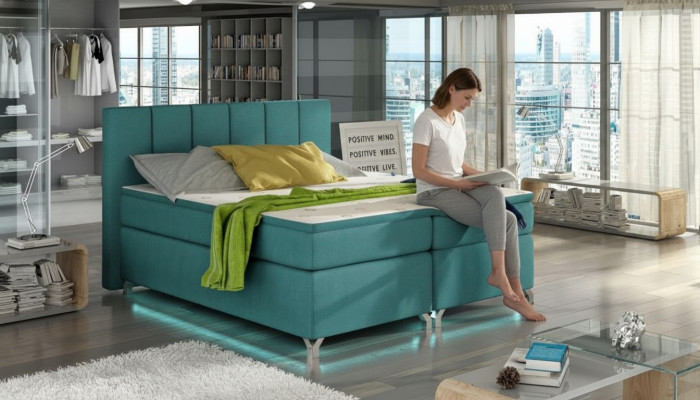 Luxe designer gestoffeerd bed bedden design bed boxspring textiel 180x200 nieuw.
