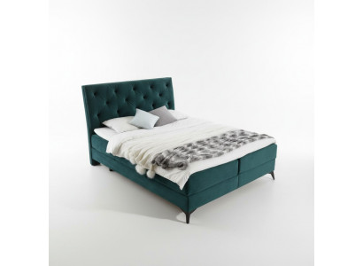 Luxe boxspring bed stof hotel groen bedden slaapkamer meubels design fluweel nieuw