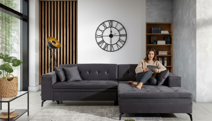 Ontwerp woonlandschap L-vorm hoekbank bank stoffering textiel set sofa hoek nieuw