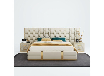 Roestvrijstalen luxueus bed, metalen lederen bedden, hotel Chesterfield 180x200.