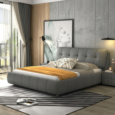 Ontwerp gestoffeerd bed bedden leer dubbel hotel huwelijk slaapkamer boxspring box nieuw