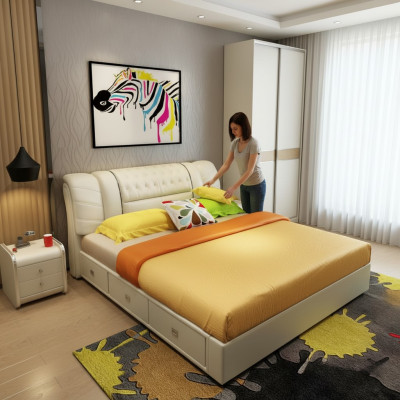 Luxe slaapkamer bed gestoffeerd tweepersoonsbed 180x200 meubelontwerp inrichting