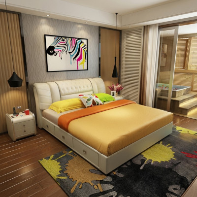 Luxe slaapkamer bed gestoffeerd tweepersoonsbed 180x200 meubelontwerp inrichting